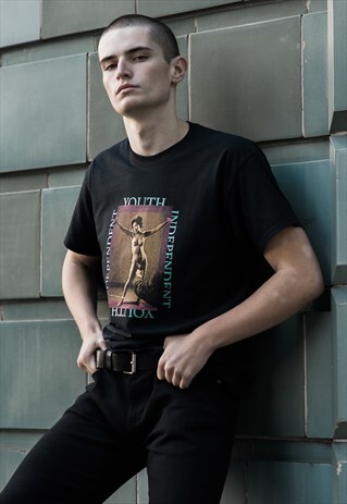 COLOUR COLLECTIVE 'BUILT FOR WAR' GRAPHIC TEE IN BLACK
