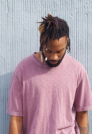 90S SKATER PIGMENT DYED WASHED OUT MUAVE TEE LARGE