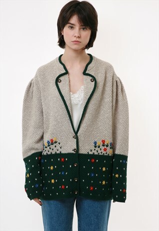 70S VINTAGE AUSTRIAN SPORTALM FOLK EMBROIDERED CARDIGAN 2716