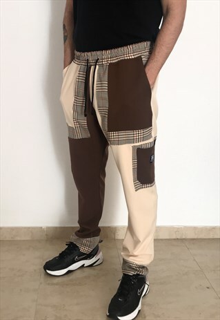HANDMADE TROUSERS IN TWO TONES BROWN AND TARTAN (1 OF 1)