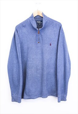 Vintage Ralph Lauren Sweatshirt Blue Quarter Zip With Logo