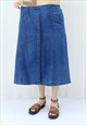 Y2K VINTAGE BLUE DENIM MIDI SKIRT (SIZE XL)