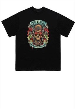 Retro t-shirt vintage poster print tee Guns roses top black