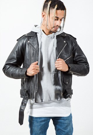 VINTAGE 80S BIKER LEATHER JACKET / S4646
