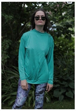VINTAGE 90'S SPRING GREEN LONG SLEEVED HIGH NECK TOP