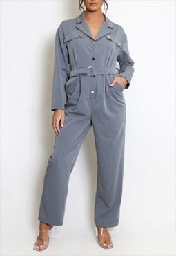 Belted Jumpsuit In Grey