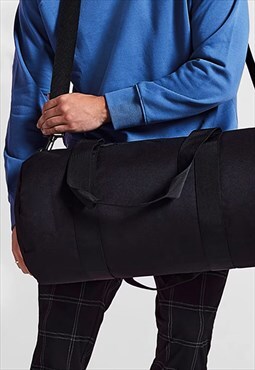 Premium Shoulder Barrel Holdall Gym Bag - Black