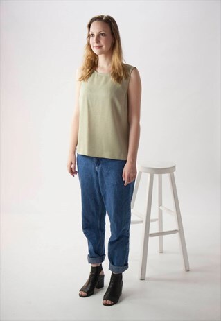 MINT TANK TOP / LIGHT GREEN CREPE BLOUSE