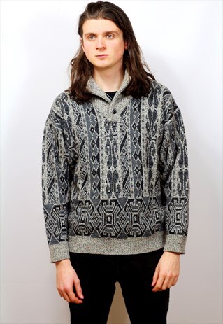 1990'S VINTAGE JAZZY KNIT JUMPER