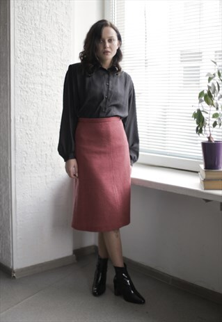 VINTAGE 90'S LIGHT MAROON MIDI SKIRT