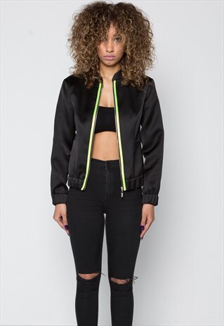 BLACK SATIN FRIES LINING JACKET