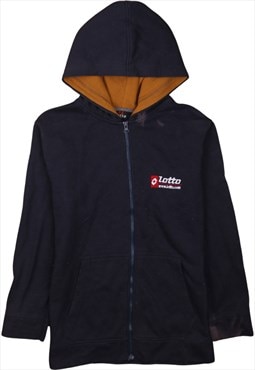 Vintage 90's LOTTO Hoodie Heavyweight Full Zip Up Navy Blue