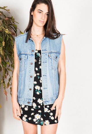 VINTAGE 80S LEVIS DENIM WAISCOAT /AVELINAS REWORKS/ S0013