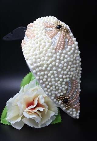 HANDMADE KNOT HEADBAND,HAIR ACCESSORY,BRIDAL PEARL BEADED