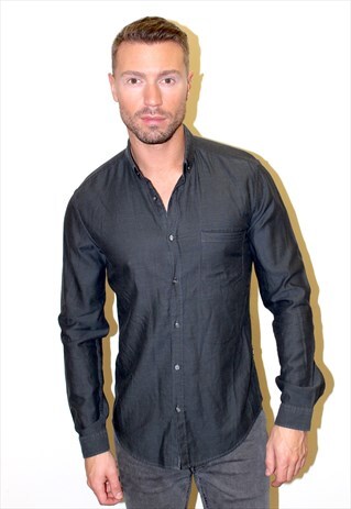 90S VINTAGE HUGO BOSS GREY SHIRT GENT OFFICE WORK