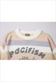 NO WAR SWEATER STRIPED FLUFFY KNITWEAR JUMPER IN CREAM