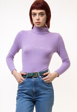 80s Vintage Purple Angora Body Lingerie Set Top XS 5190