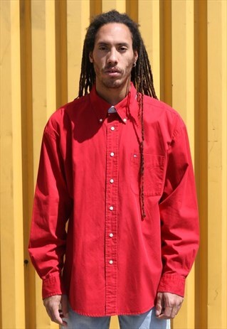 RARE 90'S VINTAGE TOMMY HILFIGER RED SHIRT