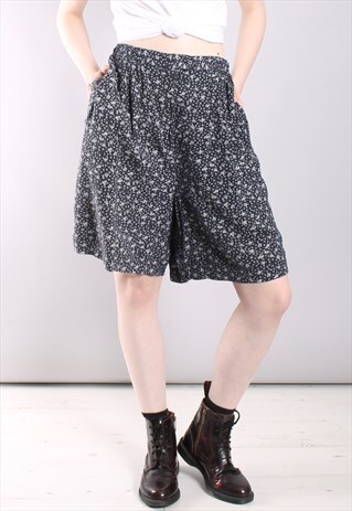 VINTAGE 80S FLORAL PRINT HIGH WAISTED CULOTTE SHORTS