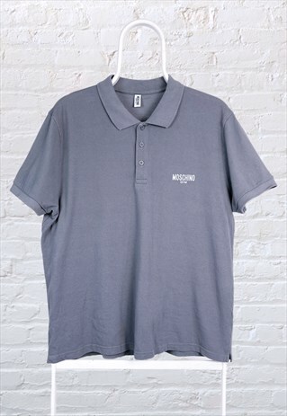 VINTAGE MOSCHINO GYM POLO SHIRT GREY MEDIUM
