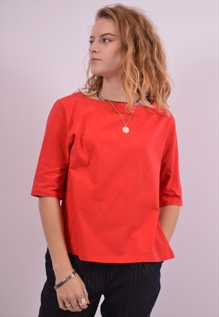 TRUSSARDI WOMENS VINTAGE T-SHIRT TOP LARGE RED 90S