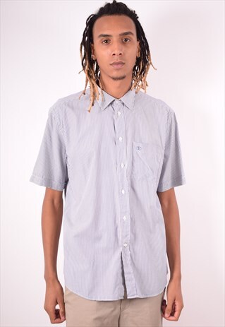 VALENTINO MENS VINTAGE SHIRT XL BLUE STRIPES 90S