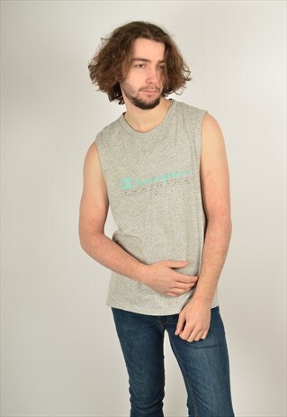 VINTAGE CHAMPION VEST TOP IN GREY