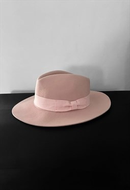 Vintage Style Pink Wool Felt Fedora Hat