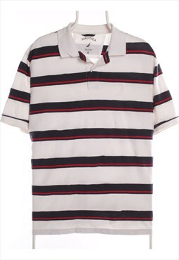Vintage 90's Nautica Polo Shirt Button Up Striped Single Sti