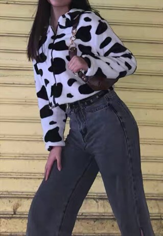COW PRINT TEDDY JACKET