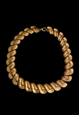 80's Vintage Ladies Gold Ladies Metal Multi Link Necklace