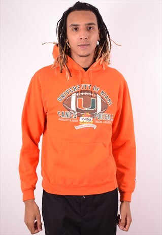 CHAMPION MENS VINTAGE HOODIE JUMPER MEDIUM ORANGE