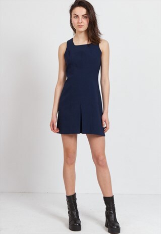 VINTAGE BLUE HENNES SLEEVELESS MINI DRESS