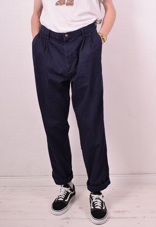 CHAPS MENS VINTAGE TROUSERS W34 L34 NAVY BLUE 90S