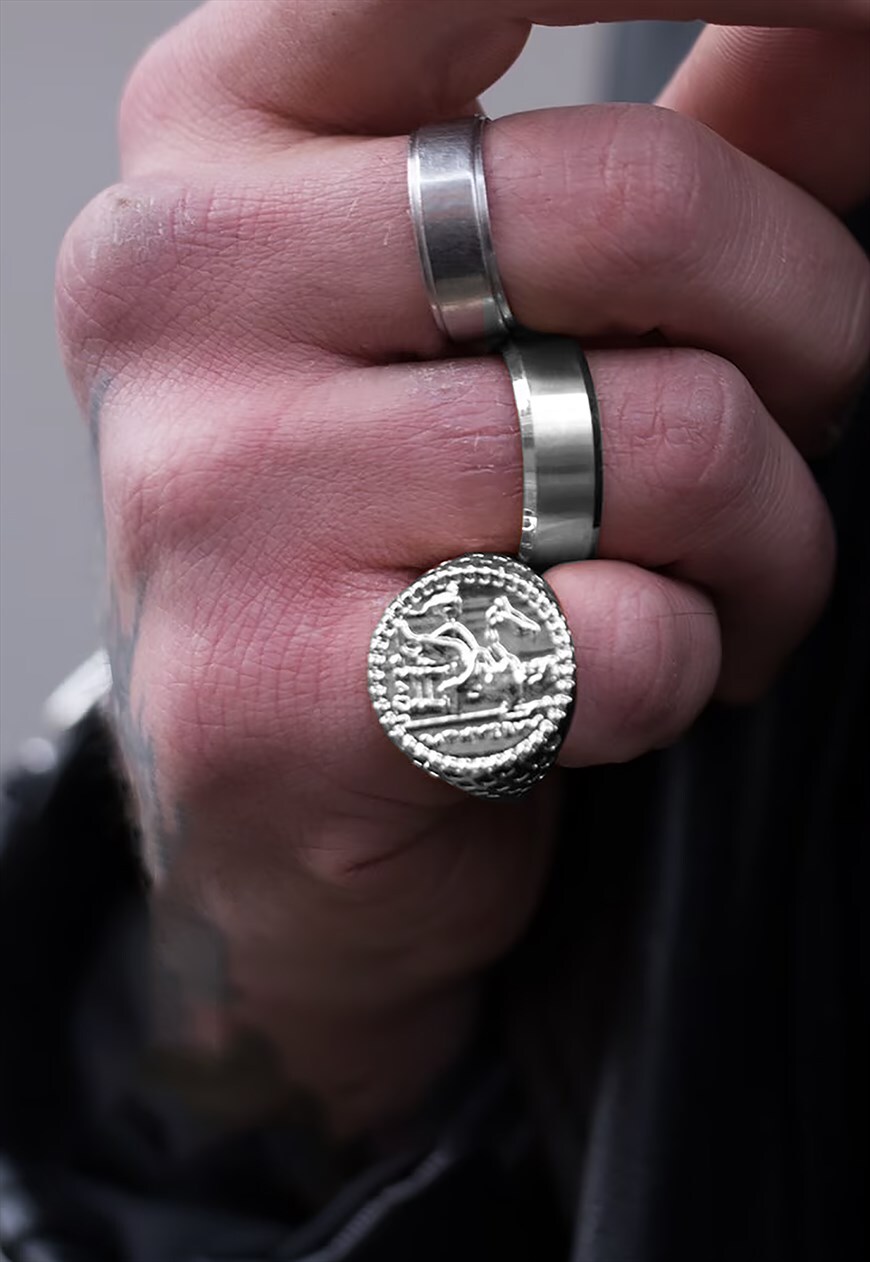 Mens platinum signet on sale ring for sale