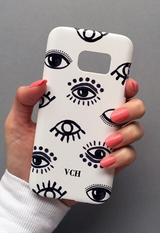 EVIL EYE WHITE MONOGRAM PHONE CASE