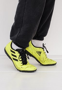 90s Vintage dirty football trainers in neon yellow/black
