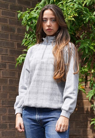 VINTAGE GIANNI VALENTINO GREY QUARTERZIP SWEATSHIRT WOMENS