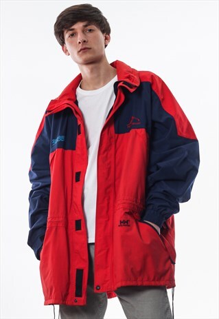 VINTAGE HELLY HANSEN SHELL WINDBREAKER COAT 90S RED
