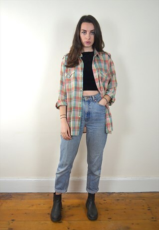 1990S VINTAGE MULTI COLOURED CHECKED LONG SLEEVE SHIRT