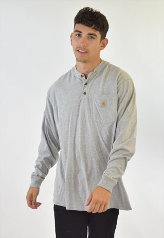 VINTAGE 90S GREY CARHARTT LONG SLEEVE T SHIRT