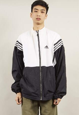 VINTAGE 90'S MONOCHROME ADIDAS SHELL SPORTS JACKET