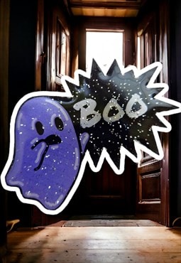 Handmade Boo Ghost Pin Badge, Halloween Sparkly Brooch