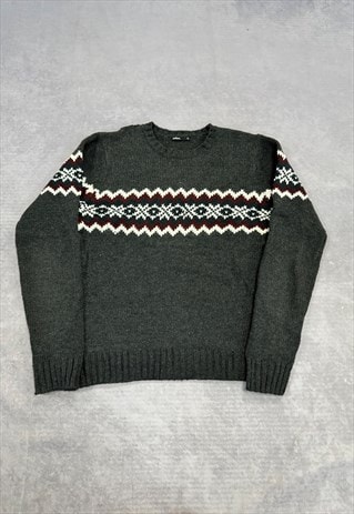 ABSTRACT KNITTED JUMPER PATTERNED CHUNKY KNIT SWEATER