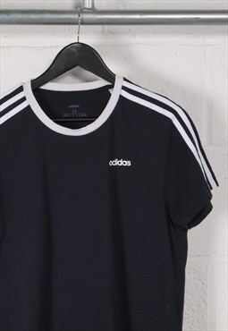 Vintage Adidas T-Shirt in Navy Blue Sports Top Medium