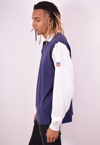 POLO RALPH LAUREN MENS VINTAGE POLO SHIRT LARGE BLUE 90S