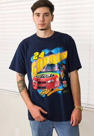 VINTAGE NASCAR T-SHIRT LOGO 90S L 9.6