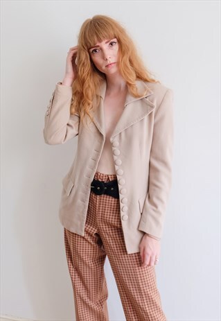VINTAGE 80S BEIGE TAILORED BLAZER JACKET