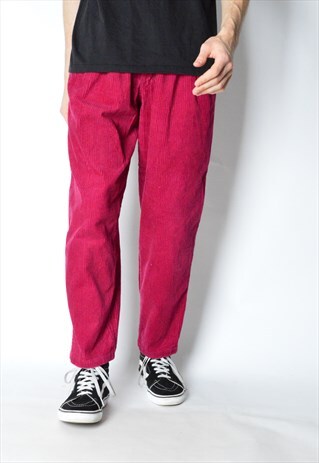 VINTAGE 90S RASPBERRY RED CORDUROY PANTS