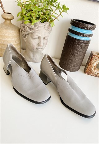 VINTAGE 90S SILVER MINIMALIST CHIC GABOR PUMPS SHOES